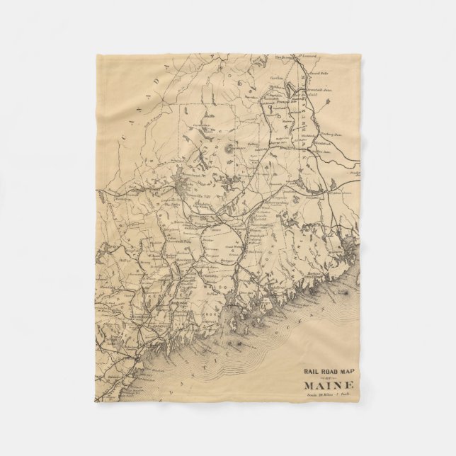 Vintagekarta av Maine (1894) Fleecefilt (Framsidan)