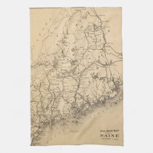 Vintagekarta av Maine (1894) Kökshandduk