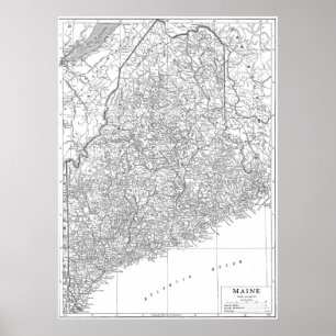 Vintagekarta av Maine (1911) Poster