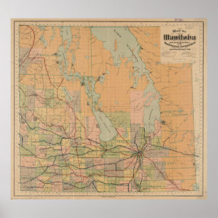 Vintagekarta av Manitoba (1903) Poster