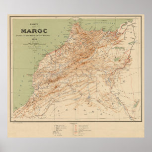 Vintagekarta av Marocko (1912) Poster
