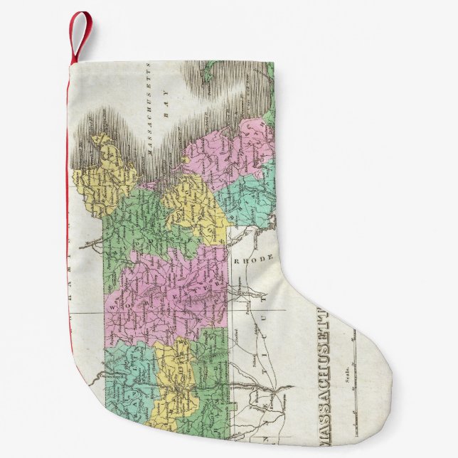Vintagekarta av Massachusetts (1827) Liten Julstrumpa (Framsidan)