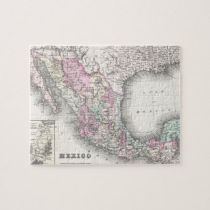 Vintagekarta av Mexico (1855) Pussel
