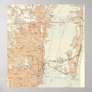 Vintagekarta av Miami Florida (1950) Poster