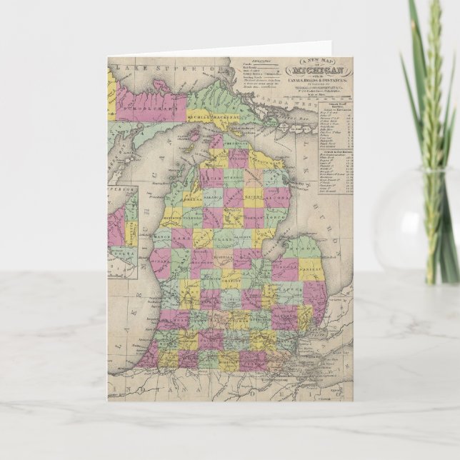 Vintagekarta av Michigan (1853) Kort (Framsida)