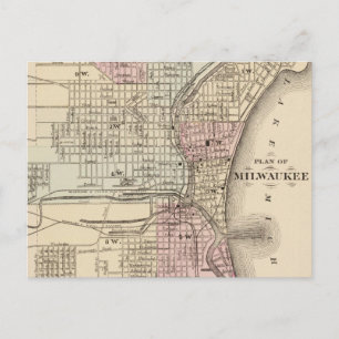 Vintagekarta av Milwaukee (1880) Vykort