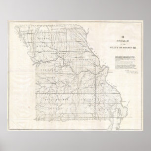 Vintagekarta av Missouri (1850) Poster