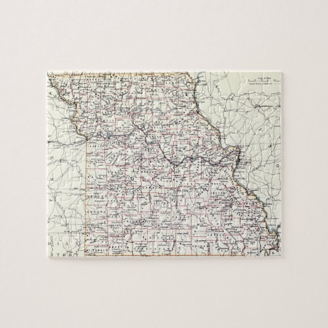 Vintagekarta av Missouri (1883) Pussel (Horisontell)