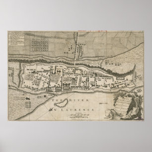 Vintagekarta av Montreal (1758) Poster
