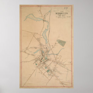 Vintagekarta av Morristown NJ (1889) Poster
