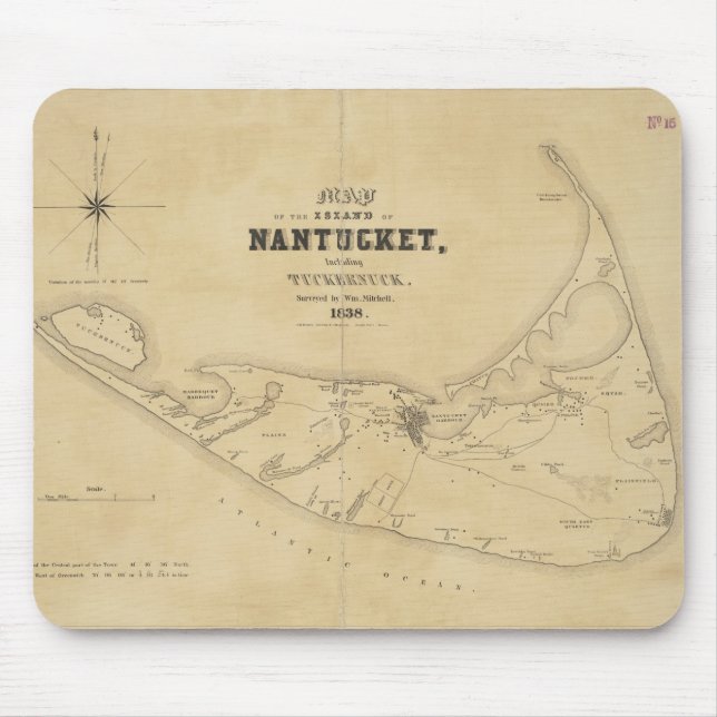 Vintagekarta av Nantucket (1838) Musmatta (Framsidan)
