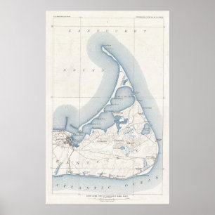 Vintagekarta av Nantucket (1919) Poster