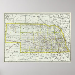 Vintagekarta av Nebraska (1889) Poster