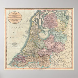 Vintagekarta av Nederländerna (1799) Poster