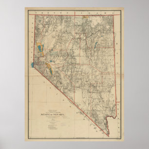 Vintagekarta av Nevada (1894) Poster