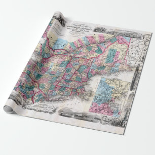 Vintagekarta av New England Presentpapper
