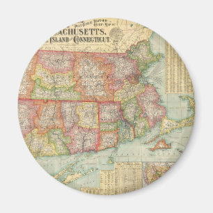 Vintagekarta av New England stater (1900) Magnet
