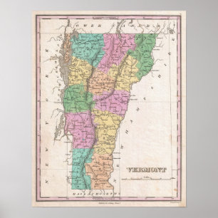 Vintagekarta av New Hampshire (1827) Poster