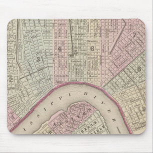 Vintagekarta av New Orleans (1880) Musmatta