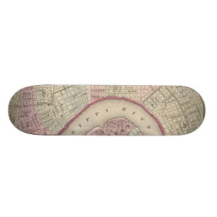 Vintagekarta av New Orleans (1880) Old School Skateboard Bräda 18 Cm