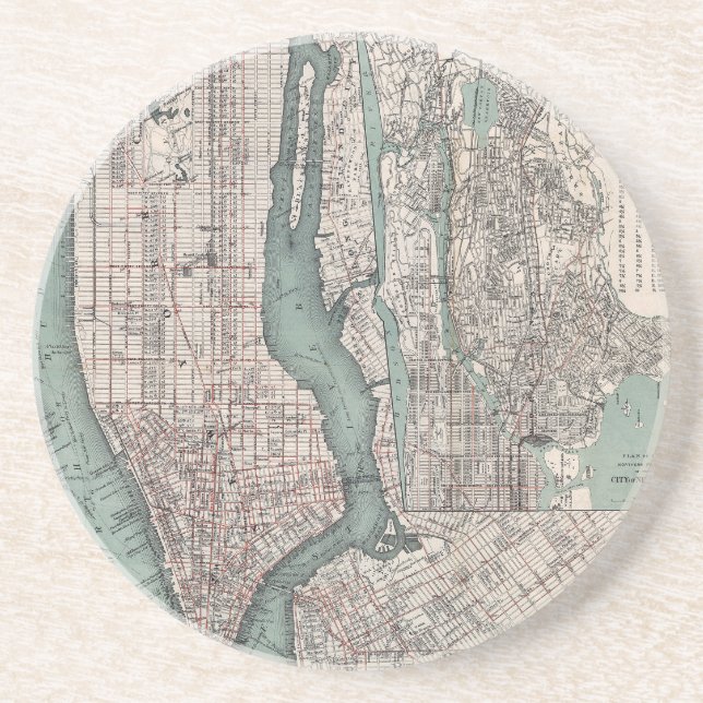 Vintagekarta av New York (1897) Underlägg (Framsidan)