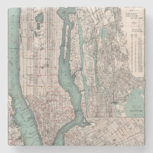 Vintagekarta av New York (1897) Underlägg Sten