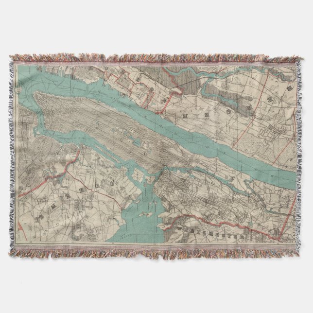 Vintagekarta av New York City (1890) Mysfilt (Framsidan)