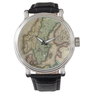Vintagekarta av norgen och sverigen (1831) armbandsur