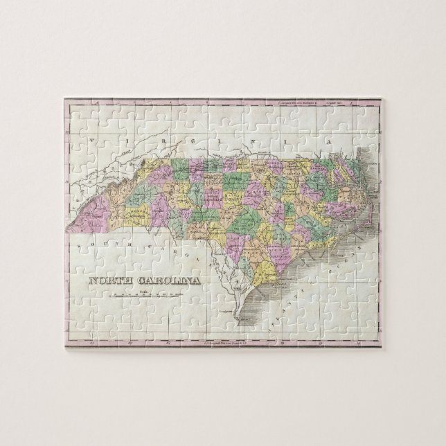 Vintagekarta av North Carolina (1827) Pussel (Horisontell)