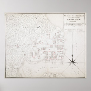 Vintagekarta av nya Bern NC (1769) Poster