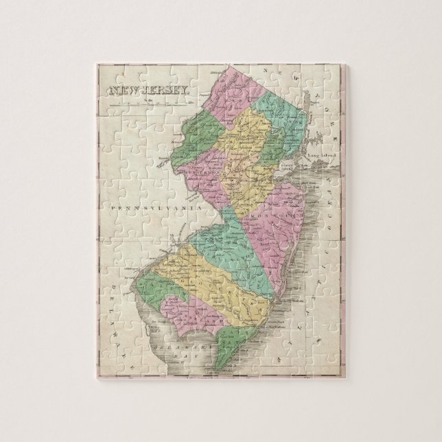 Vintagekarta av nytt - jersey (1827) pussel (Vertikal)