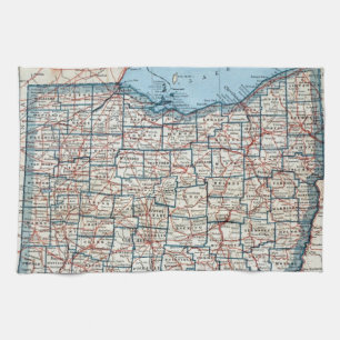 Vintagekarta av Ohio (1921) Kökshandduk