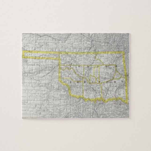 Vintagekarta av Oklahoma (1889) Pussel (Horisontell)