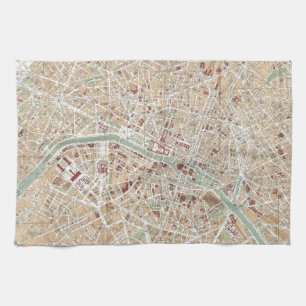 Vintagekarta av Paris (1892) Kökshandduk