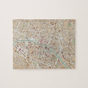 Vintagekarta av Paris (1892) Pussel