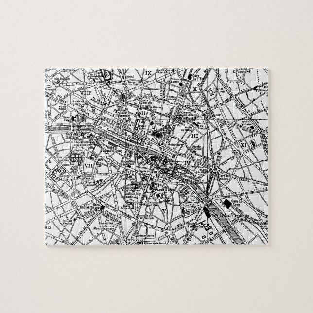 Vintagekarta av Paris (1911) Pussel (Horisontell)