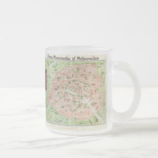 Vintagekarta av Paris (1920) Frostad Glasmugg (Höger)