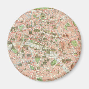 Vintagekarta av Paris (1920) Magnet