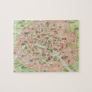 Vintagekarta av Paris (1920) Pussel
