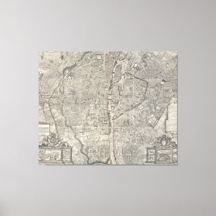 Vintagekarta av Paris frankriken (1652) Canvastryck