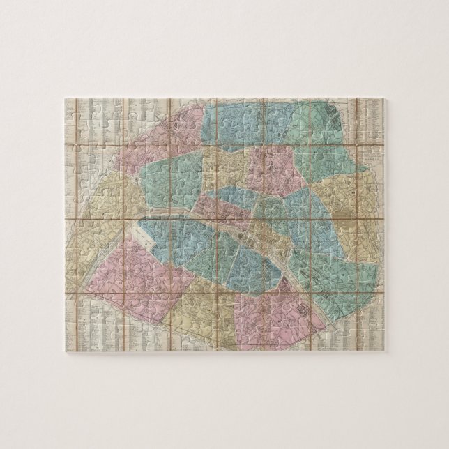 Vintagekarta av Paris frankriken (1867) Pussel (Horisontell)