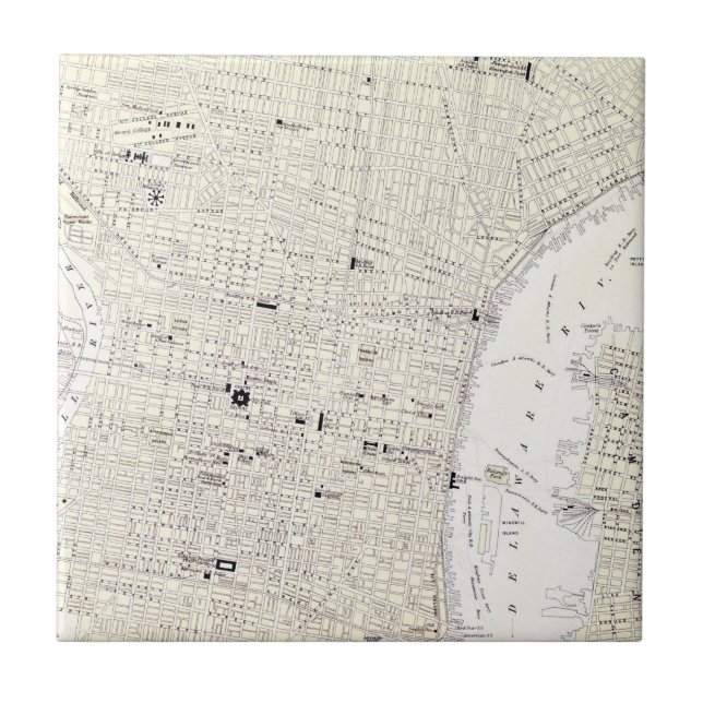 Vintagekarta av Philadelphia (1885) Kakelplatta (Framsidan)