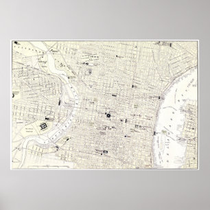 Vintagekarta av Philadelphia (1885) Poster