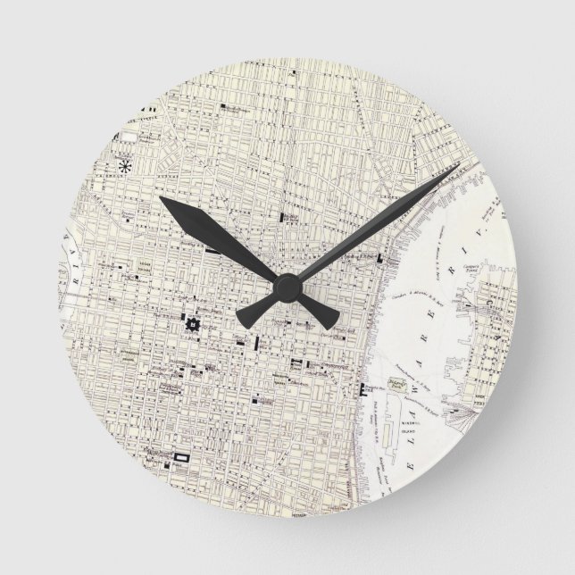 Vintagekarta av Philadelphia (1885) Rund Klocka (Framsida)