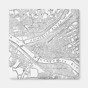 Vintagekarta av Pittsburgh (1885) Magnet