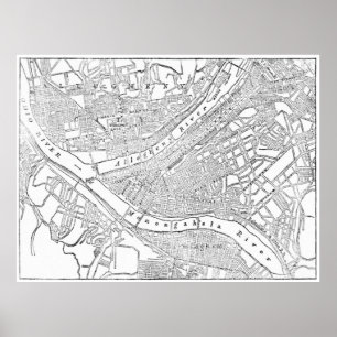 Vintagekarta av Pittsburgh (1885) Poster