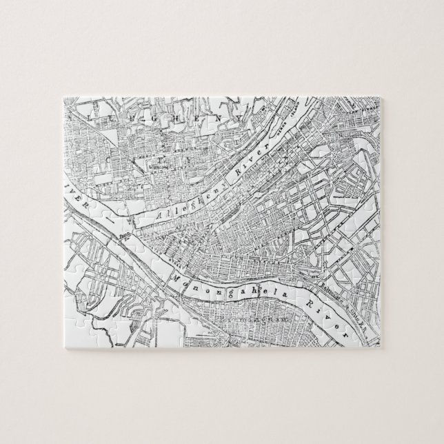 Vintagekarta av Pittsburgh (1885) Pussel (Horisontell)