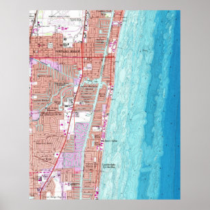 Vintagekarta av Pompanostranden Florida (1962) Poster