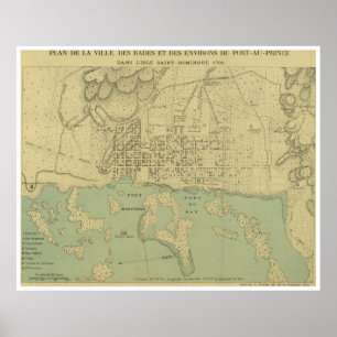 Vintagekarta av portAuPrince Haiti (1899) Poster