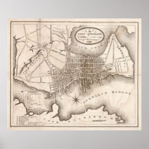 Vintagekarta av Portland MIG (1846) Poster